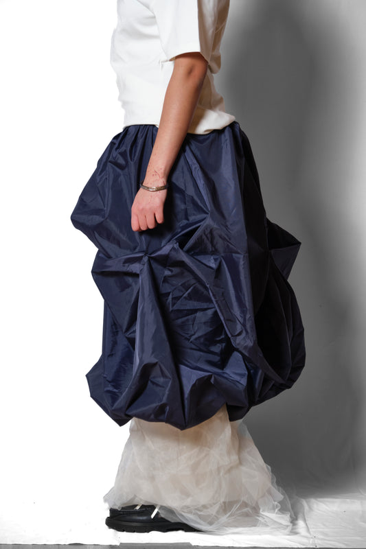 'ELDER' LAYERED NYLON GATHER SKIRT