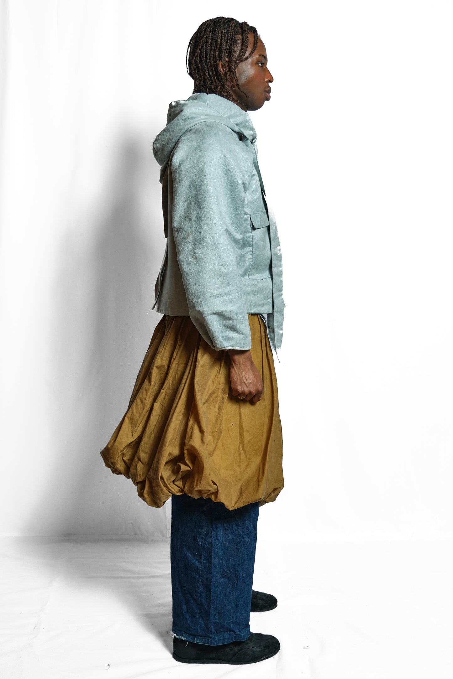 'FLOATER' FAUX SUEDE BOW HOOD JACKET
