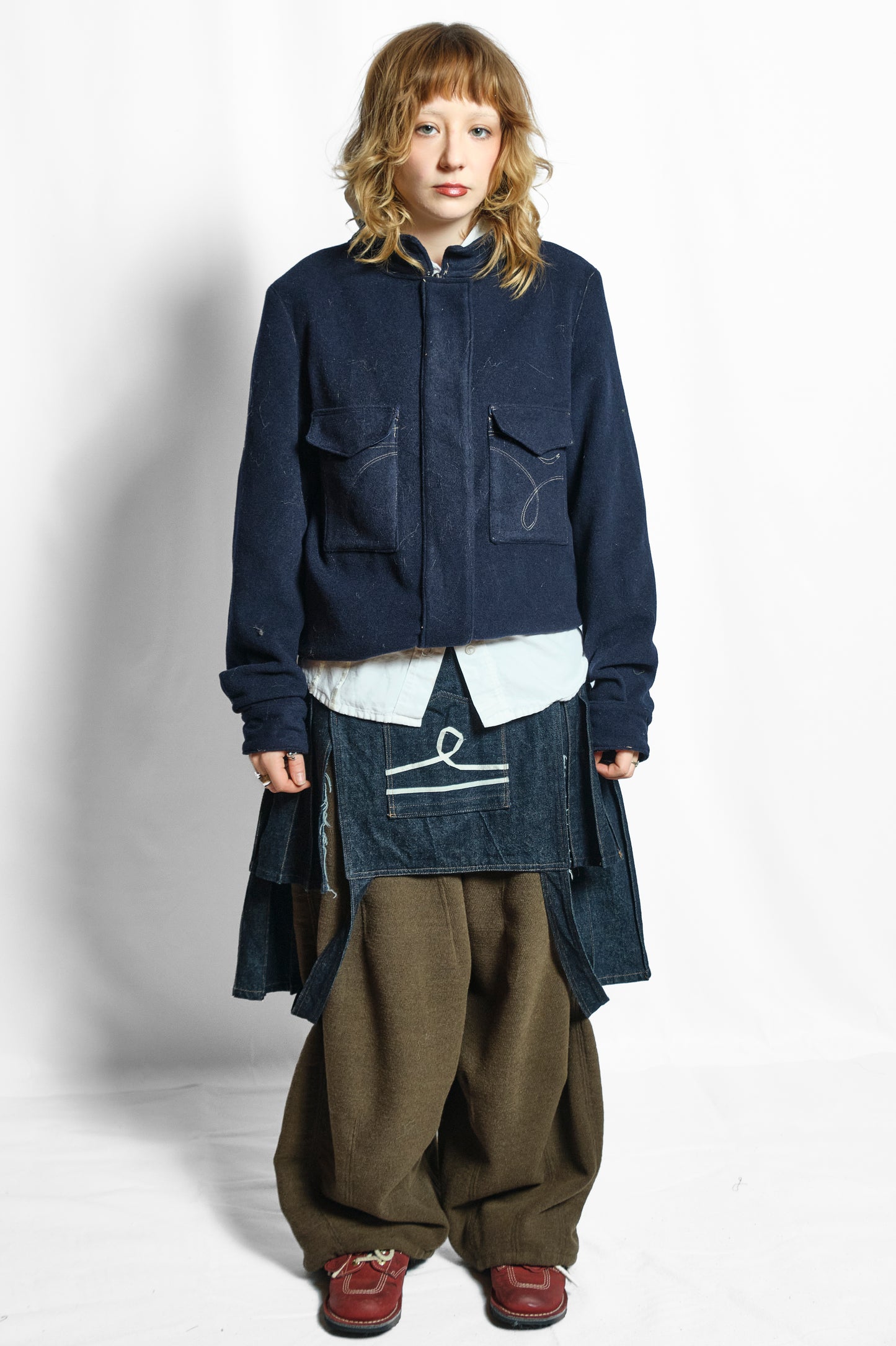 MILITARY DENIM WOOL ZIP JACKET