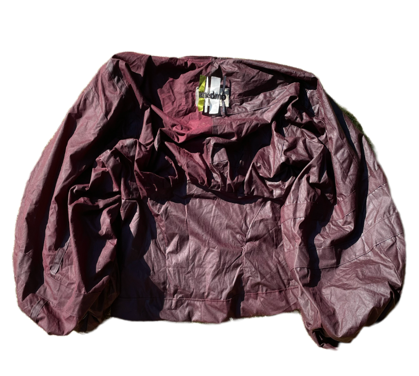 'POPULAR' PLAID APPLIQUE SLEEVE WAXED JACKET