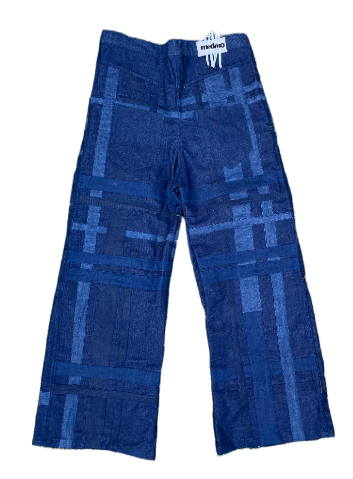 'POPULAR' DENIM PLAID APPLIQUE JEANS