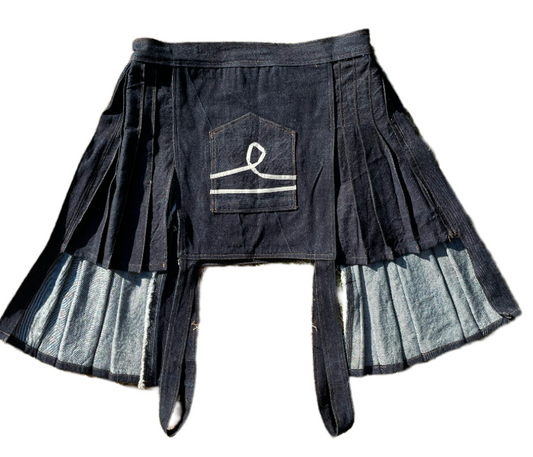 'LATE' DENIM APRON PLEATED SKIRT