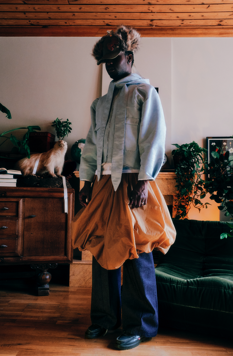 'FLOATER' FAUX SUEDE BOW HOOD JACKET