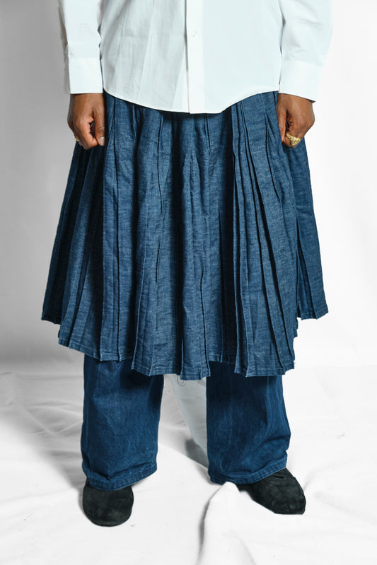 'STUDIOUS' PLEATED SKIRT SHORTS - BLUE